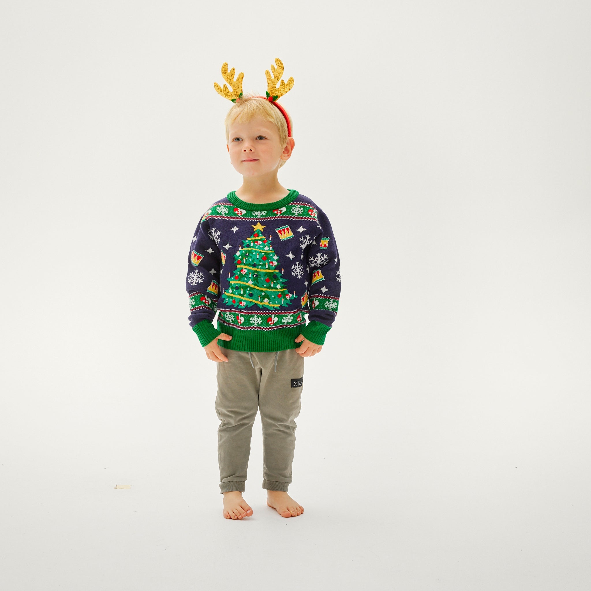 Christmas tree navy christmas sweater - child